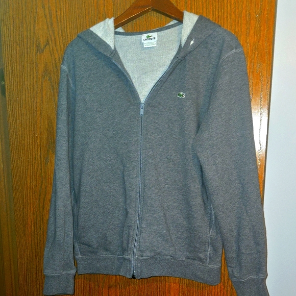 Lacoste Gray Zip-Up Sweater with Logo Size 5 (med) Unisex - Picture 1 of 4